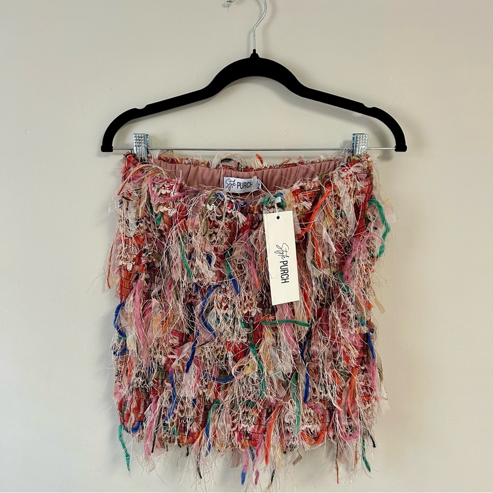 Vibrant Multicolor Fringe Mini Skirt